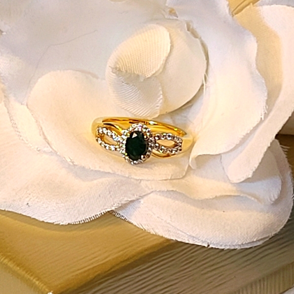 NWT Teal Grandidierite & Zircon Gold Ring Size 9 - Picture 4 of 14